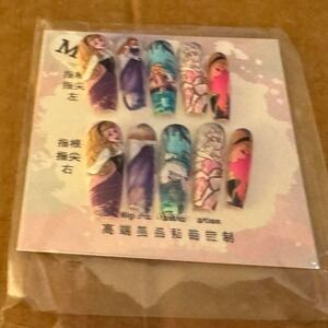 Princess Cartoon Press On Nails‎ Medium False Nail Tips Manicure